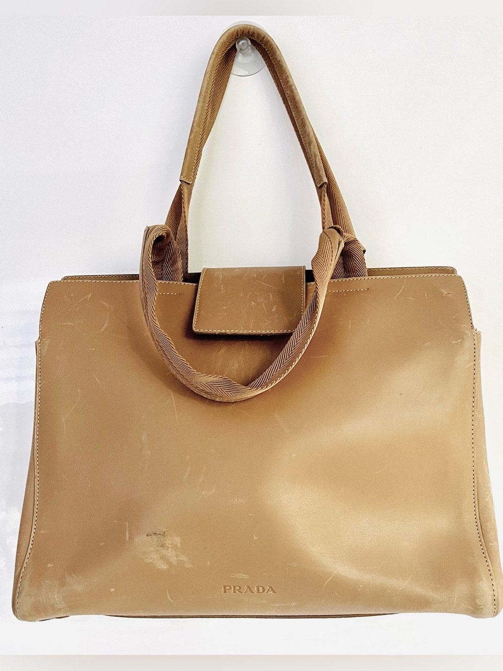Prada Vintage Leather Top Handle Tote Bag - AS IS